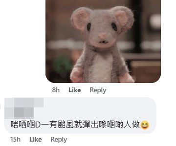 网民：啱晒嗰啲一有台风就弹出嚟嗰啲人做。fb“香港天文台”截图