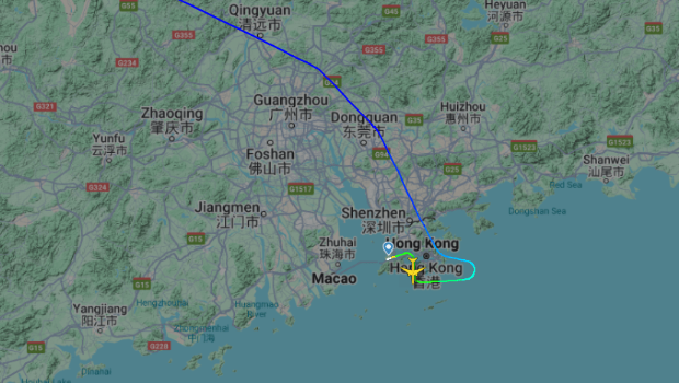 涉事的丝绸之路西部航空的B777货机原定昨日由香港前往巴库。flightradar24图片