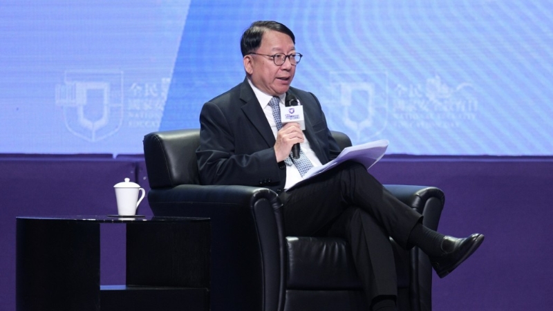陳國基認為《香港國安法》，以法治將香港社會帶回正軌，實現由亂到治的重大轉折。陳浩元攝