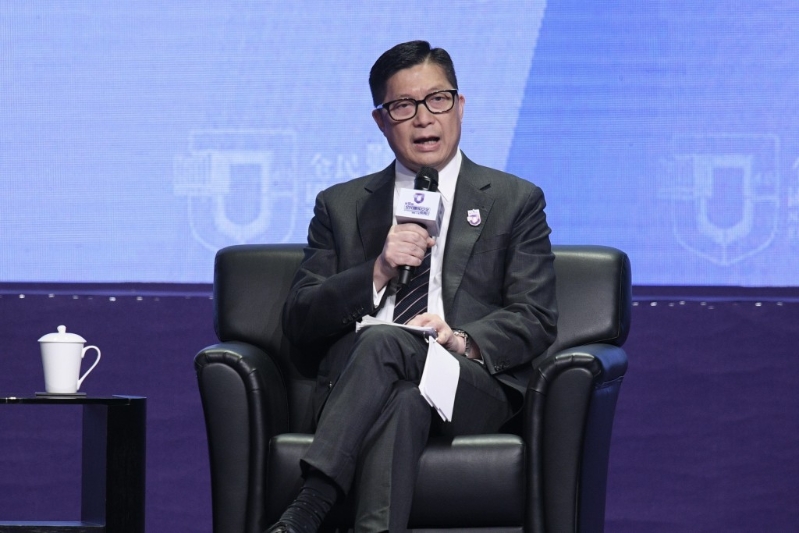鄧炳強表示，為應對軟對抗，當局的首要任務是加強情報搜集和執法，及要及時反駁抹黑言論。陳浩元攝 